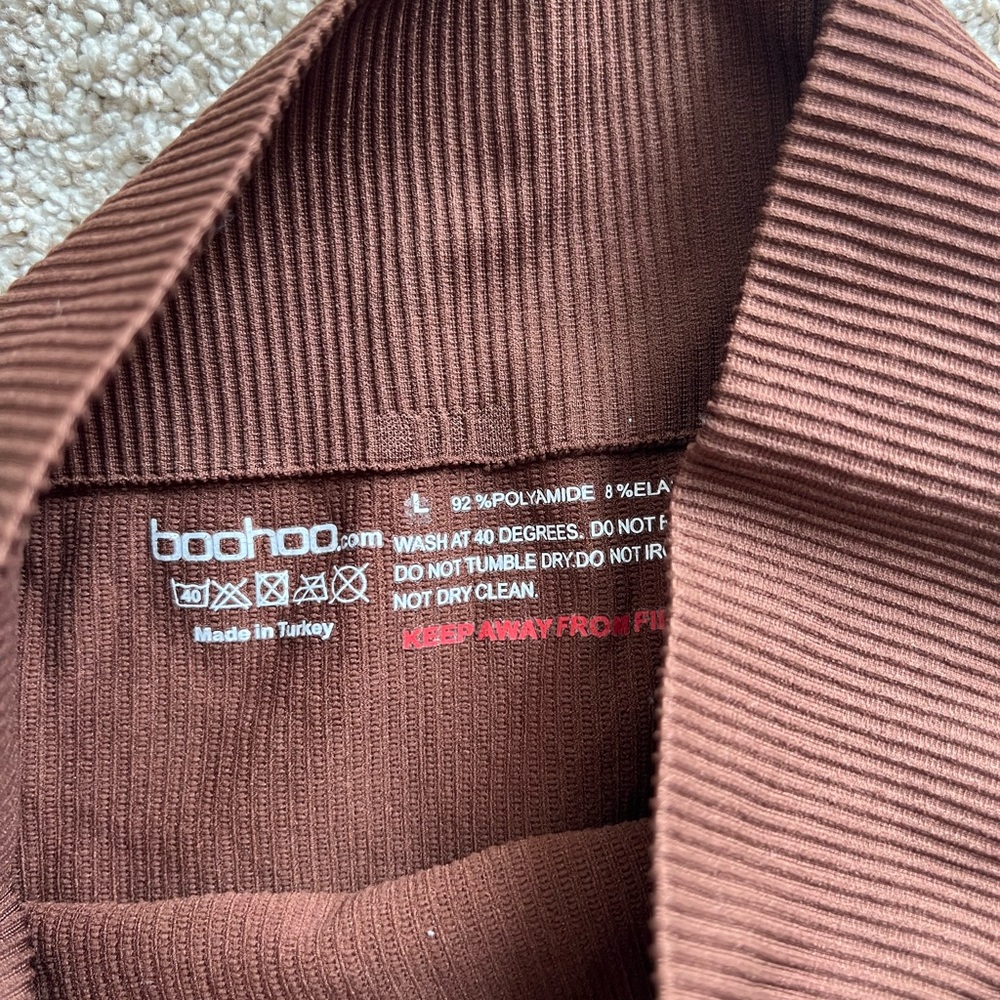 Brown ribbed maternity leggings